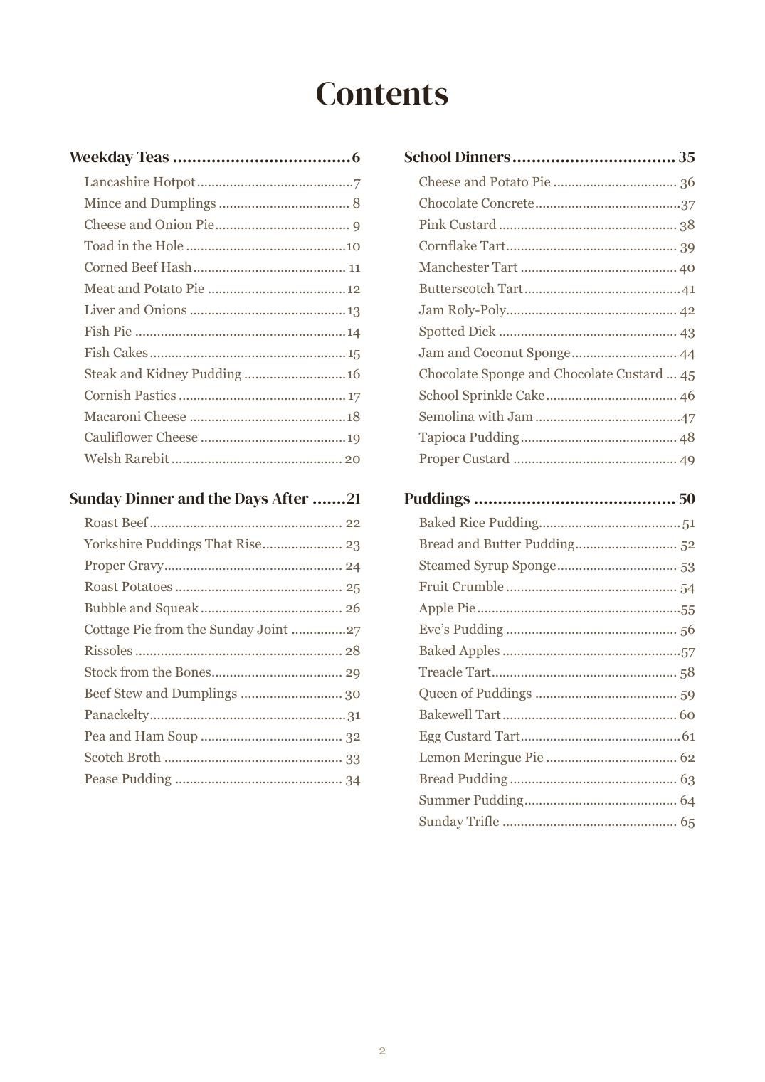 The contents, a page from the book